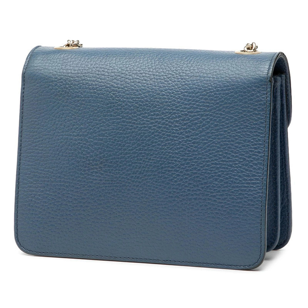 Gucci Bag Interlocking Chain Leather Shoulder Blue GG Blue